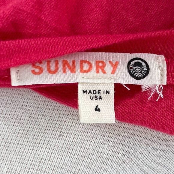 NWT SUNDRY Pink Fuchsia Crew Neck Long‎ Sleeve Shirt (4) - Picture 5 of 7